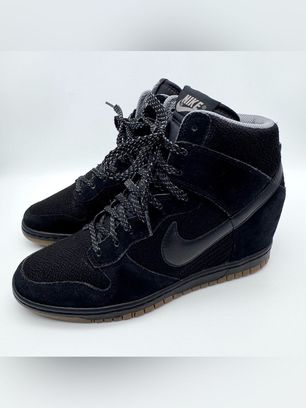 Nike Dunk Sky High Essential Black Gum Hidden Wedge Sneakers Women's Size 9